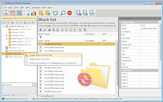 screenshot mailing list studio